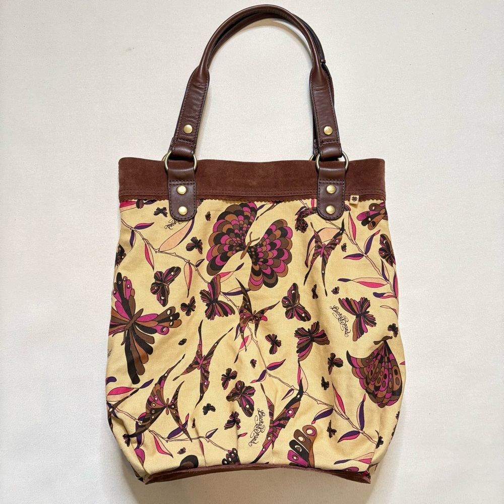 Lucky Brand Trippin Out Butterfly Multi Canvas Suede Tote Bag. - Picture 5 of 16